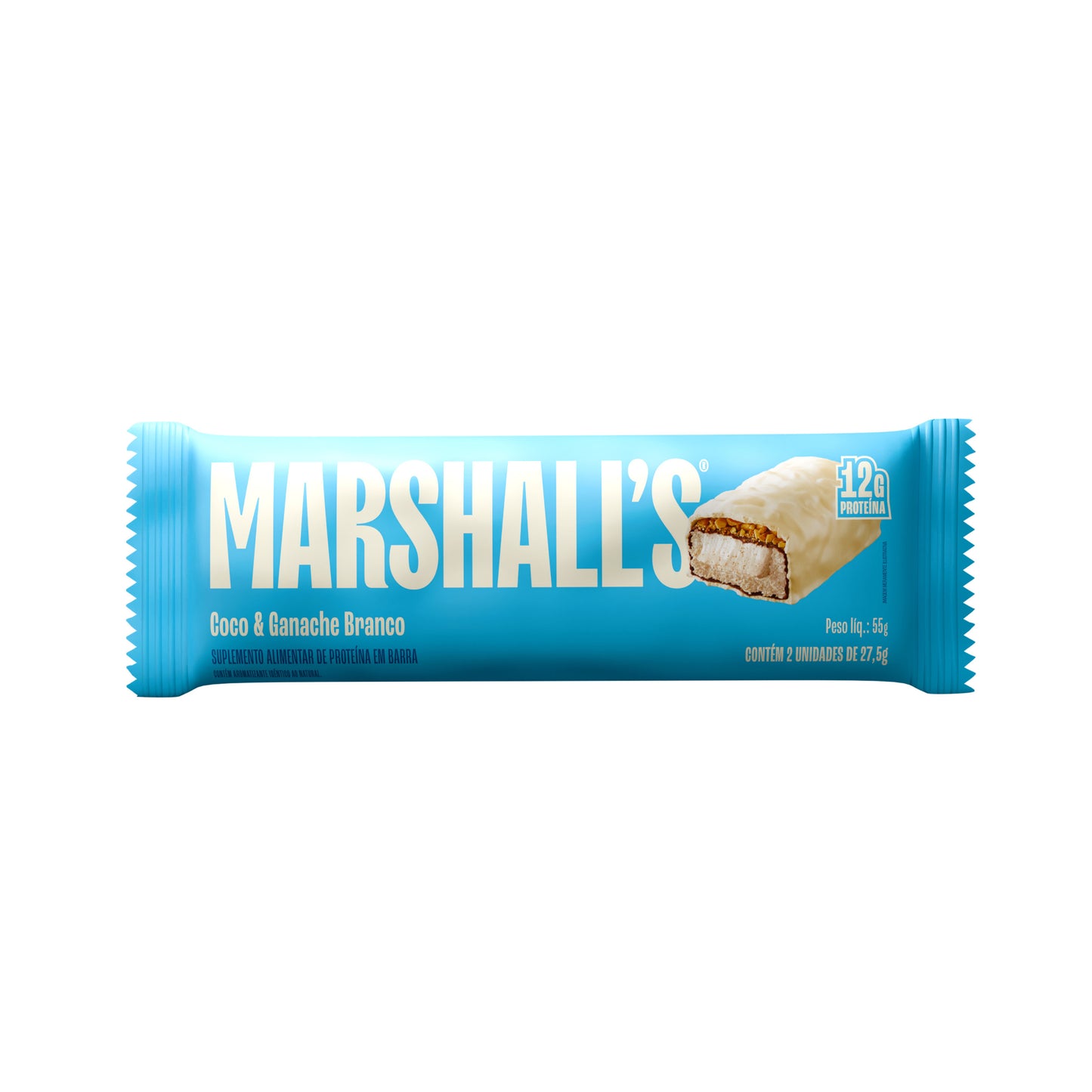Barra de Proteína Marshall's Coco e Ganache Branco (12 unidades)