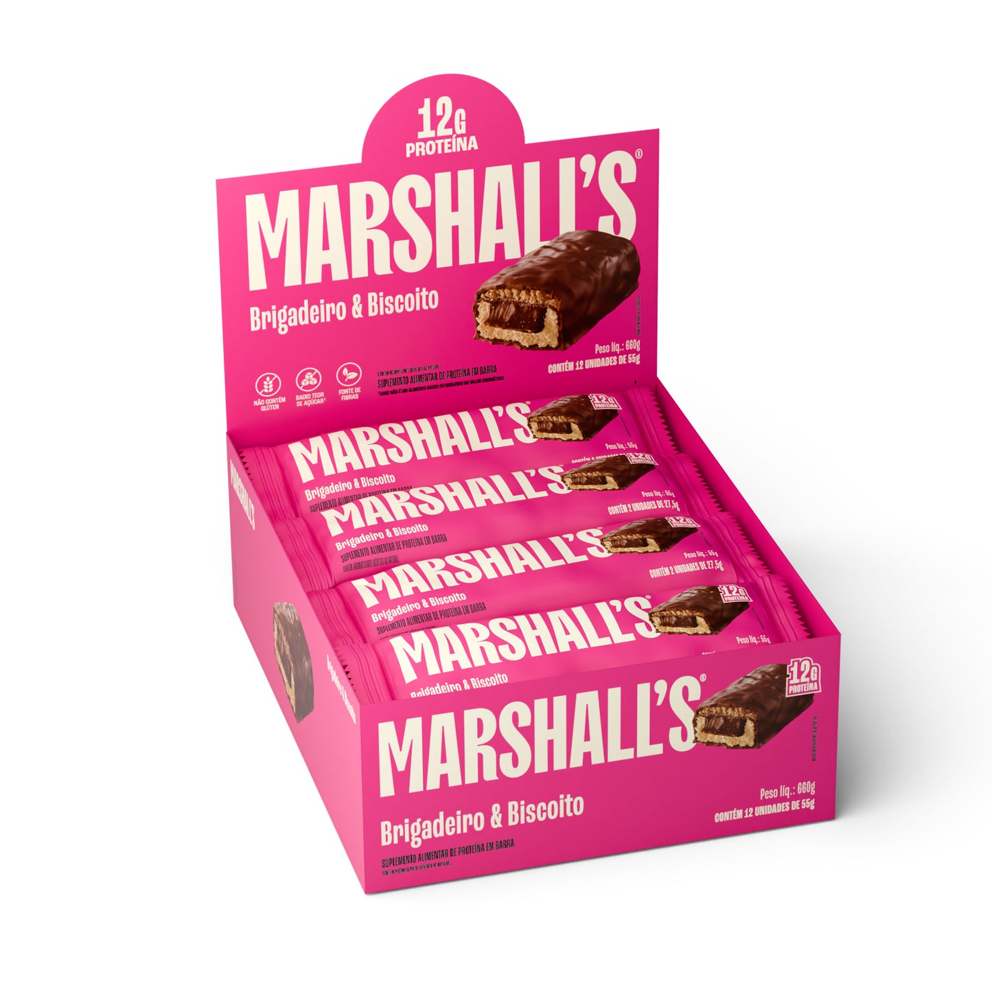 Barra de Proteína Marshall's Brigadeiro e Biscoito (12 unidades)