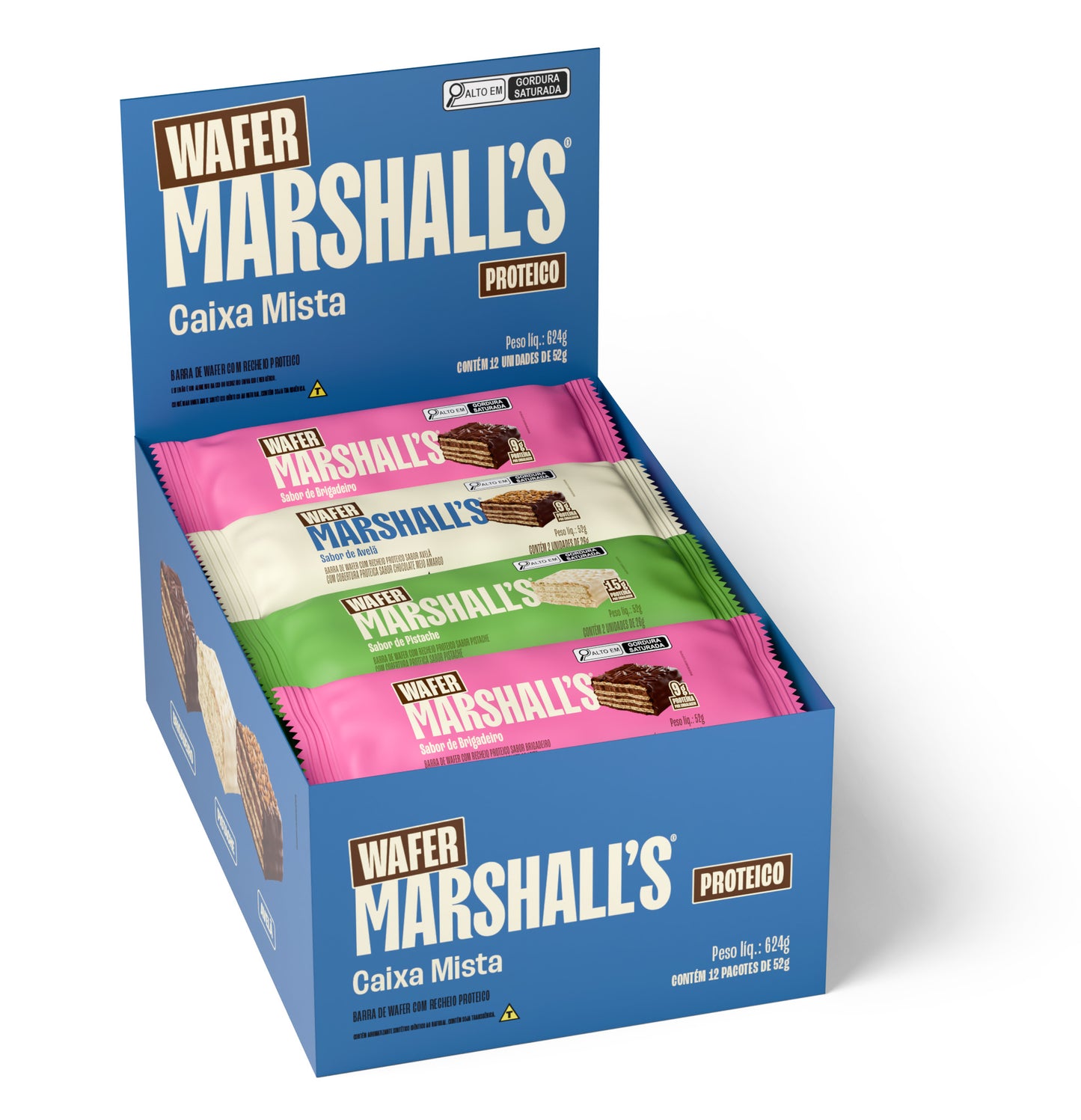 Wafer Proteico Marshall's Caixa Mista (12 unidades)