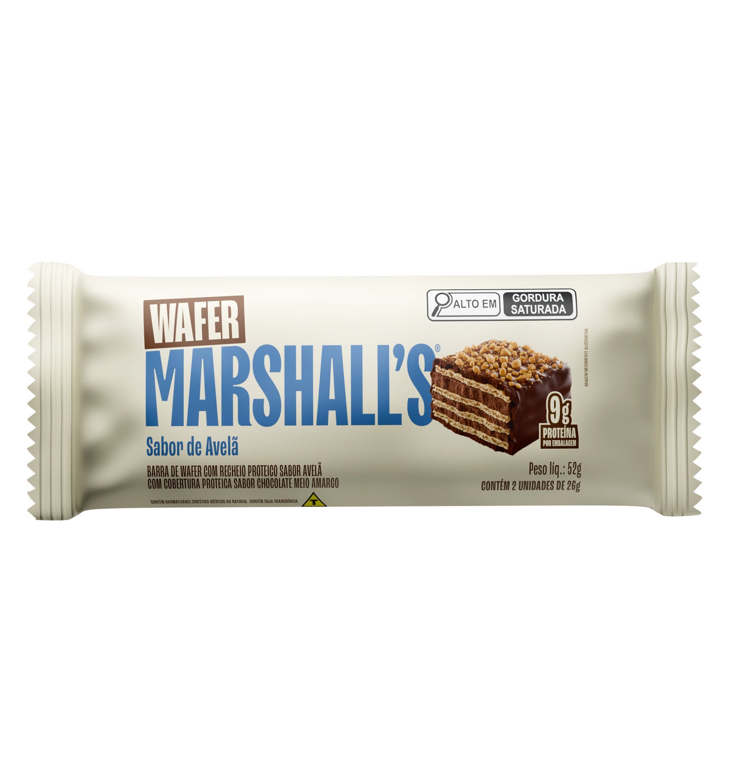 Wafer Proteico Marshall's Avelã (12 unidades)